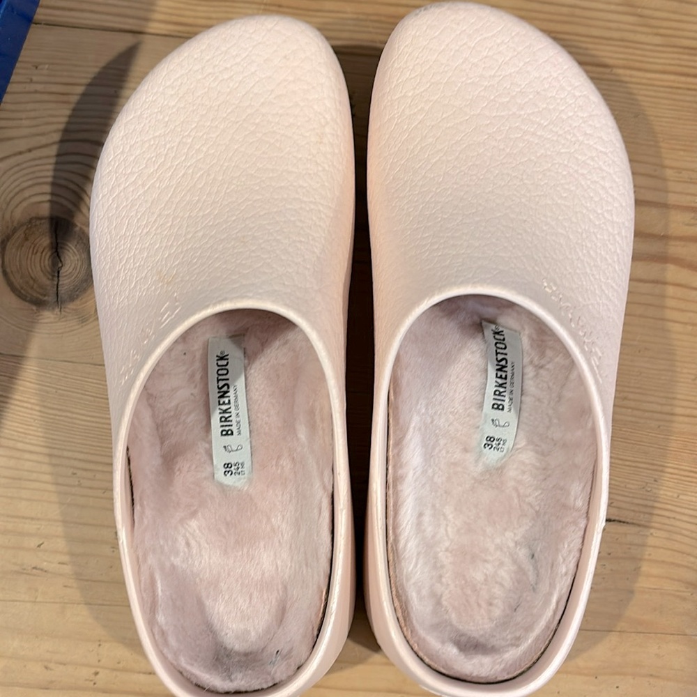 Birkenstocks   size 38   light pink   waterproof/hard  shell